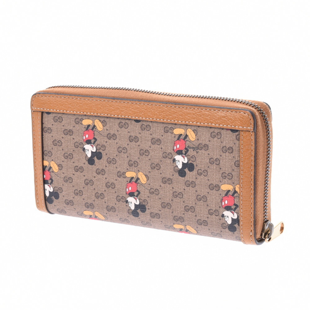 Gucci Mickey Mouse Zip Around Long Wallet Brown Leather - Picture 2 of 12